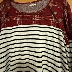 Maurices Maroon Checkered long sleeve